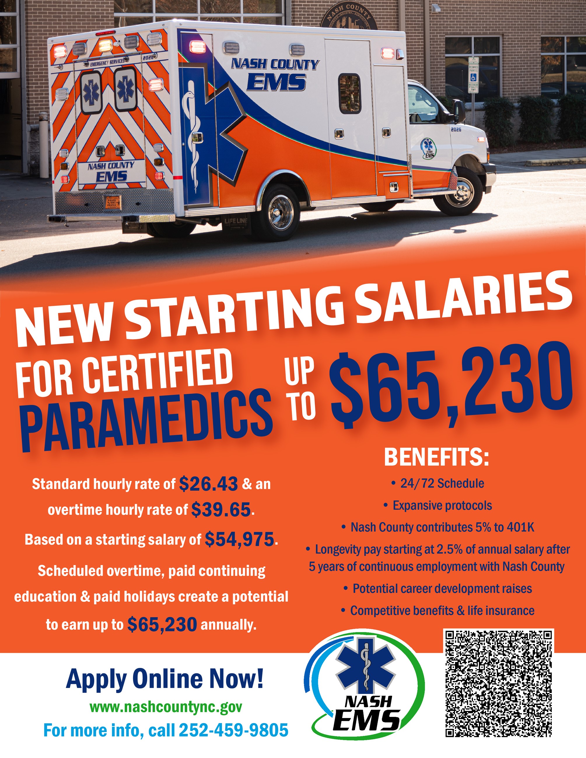 Graphic Ad for new starting salaries for paramedics.