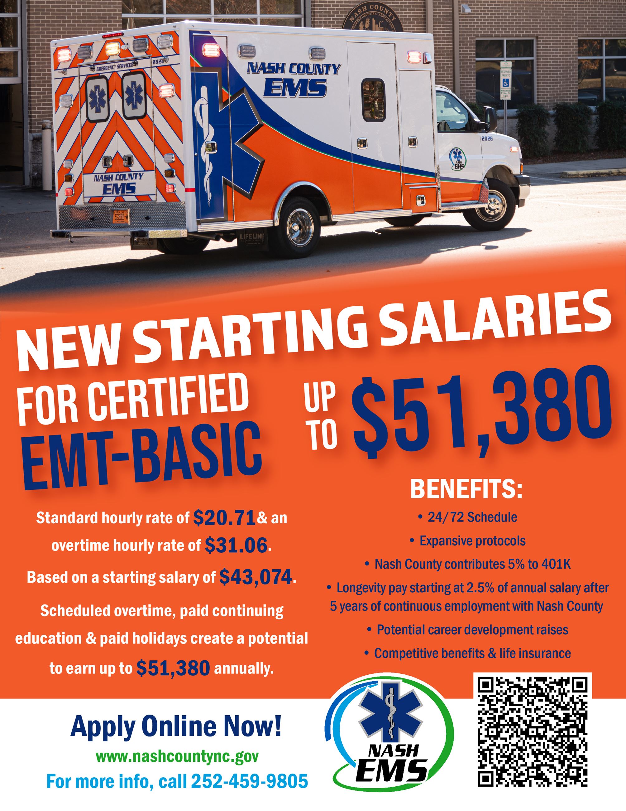 A flyer for EMT-Basic Starting Salary